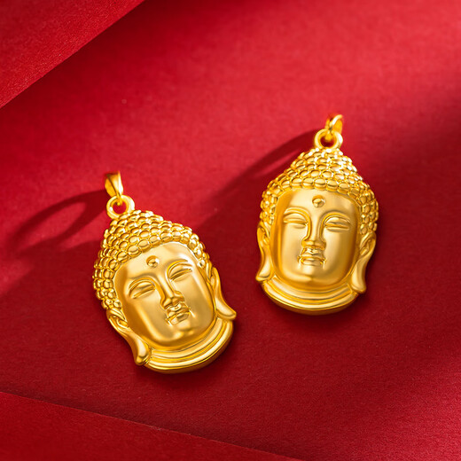 Wenying 18K gold pendant boutique 999 gold Buddha head pendant for men and women 3D hard gold Buddha head necklace pendant does not fade
