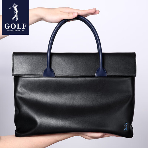 GOLF briefcase business men's handbag first layer cowhide large capacity cowhide bag light casual simple black