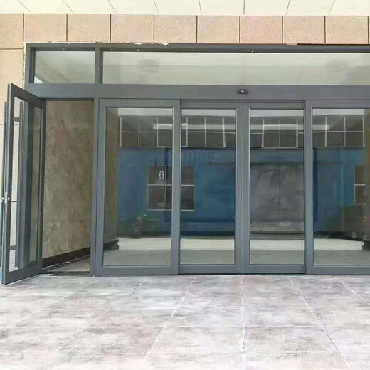 酒店办公楼写字楼自动感应平移门 商铺不锈钢框钢化玻璃感应门厂 茶色