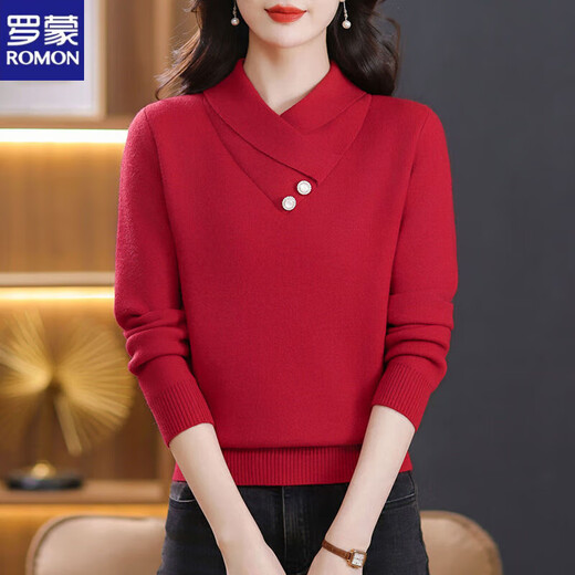 Lomon woolen sweater for young mothers in autumn and winter new style thickened sweater for women, fashionable, loose and slim, warm, apricot color 2XL (recommended 120-130Jin Jin equals 0.5kg)