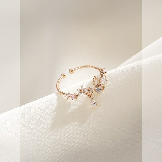 Qi Xiaomi flower ring for women ins fashion small fresh fashion personality opening adjustable niche design index finger ring gift