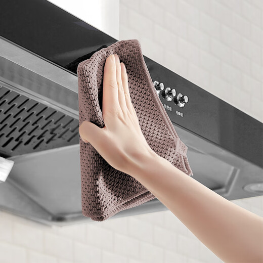 Aimili's home kitchen rag, absorbent, dishcloth, not easy to stain with oil, tablecloth, wipe table, stove, towel, linen, coffee color, 4 pieces 30*40cm