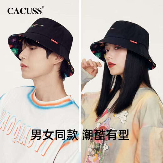 CACUSS hat men's and women's fisherman hat summer couple style sun hat outdoor sun hat mountaineering sun protection basin hat spring black