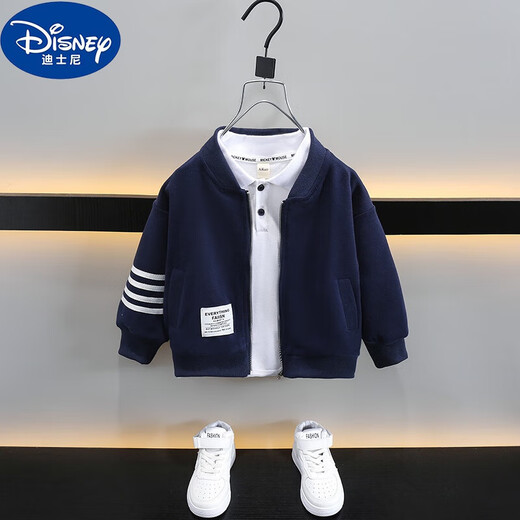 Disney (Disney) Boys' Jackets Autumn Clothes Little Boys Cardigan Two-Year-Old Baby Boy Baseball Uniform Outer Children's Jacket Top Navy Blue (Single Baseball Uniform Jacket) 100cm