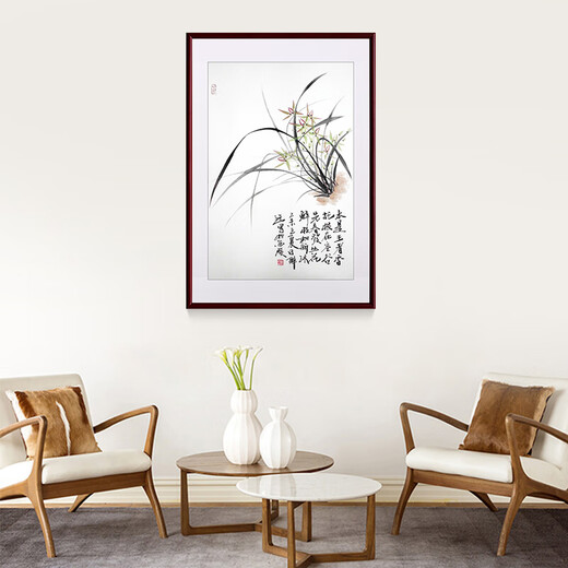 Hanao famous hand-painted Chinese ink ink orchid entrance decoration painting restaurant hanging painting corridor aisle wall painting mural vertical version orchid d style framed with solid wood frame 70*50cm