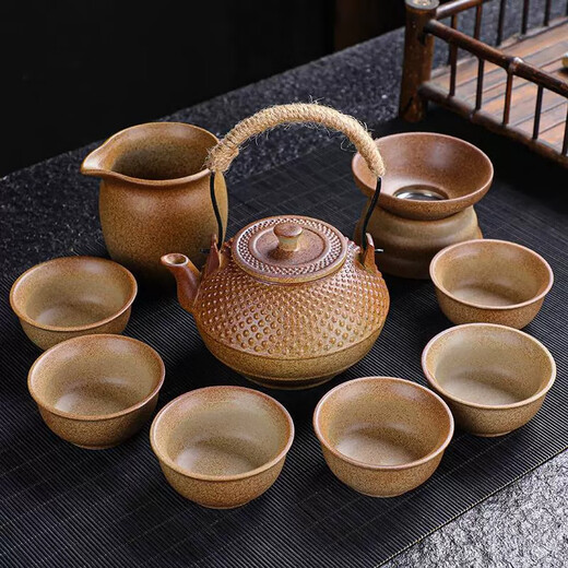 Gaoshishan tea stove, a complete set of tea sets, ancient tea brewing device, Japanese-style teapot with large capacity, six cups per pot + fair cup + filter set, 1 piece