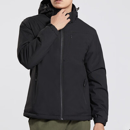 Brelrmon Plus Velvet Jacket Windbreaker Men and Women Sweat Jacket Single Layer Automne and Winter Windroping Warm Soft Shell Workwear Version coréenne Veste extérieure 9930A Obsidian Black-Men [Couleur unie] L