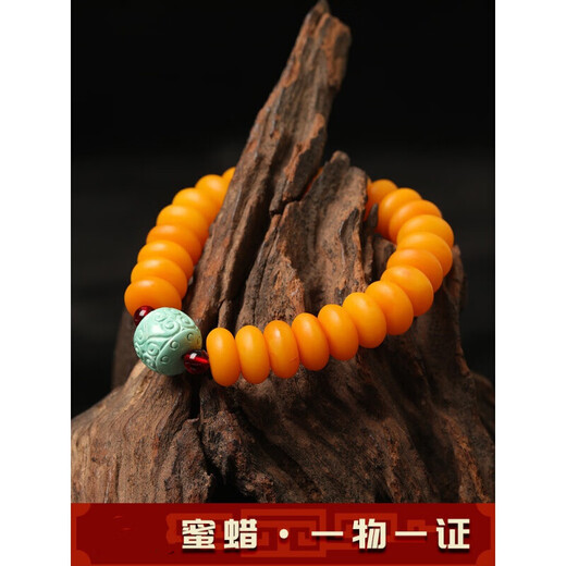 An Feng old honey old beeswax abacus beads bracelet for men and women original stone amber turquoise pancake bracelet turquoise old wax abacus beads