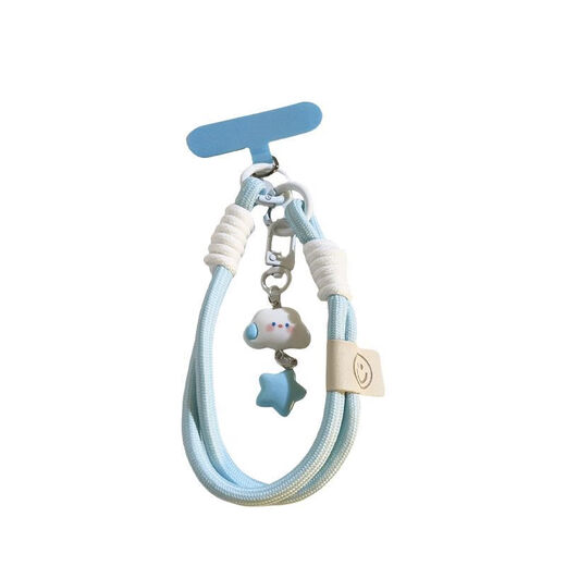 Yunluo niedlicher Spaß sprachloser Cloud -Stern -Schmuck Mobiltelefonketten Armband Anhänger Key Kamera Lanyard Hanging Kette Universal White Speechless Cloud Star + 653 Mark + Sky Blue Small Clip