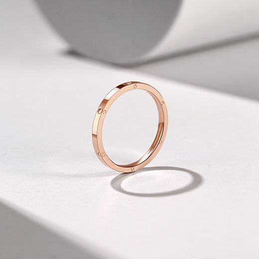 Saturday Fortune (ZLF) interlocking series 18K gold ring simple rose gold car flower versatile plain ring No. 13 red-(0.7-1.1g)
