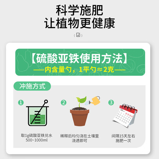 Correct Flower Lotto * Ferrous Sulfate Flower Fertilizer Acid-loving Plants Yellow Leaves Fall Leaves for Flowers and Green Plants Iron Supplementing Water-Soluble Fertilizer 500g