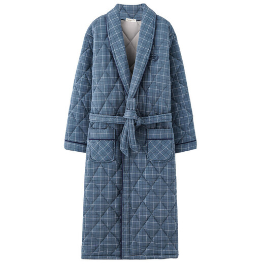 Yamulan Winter Cotton's Men's Nightgown Bathgobe Hrobe Hourbe Утолщенный теплый пижама чистый хлопковой зажим длинный крупный ватный ватный стиль мужской стиль 1047-100% чистый хлопок внутри и за пределами 185 (xxxl)