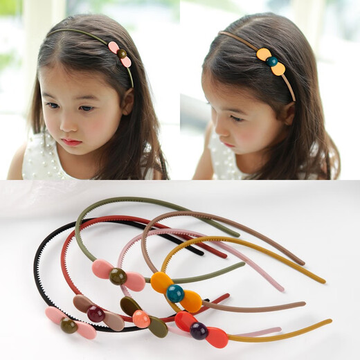 Qingxin children's flower headband girl's cute bow hairpin toothed anti-slip headband little girl student simple headband black headband