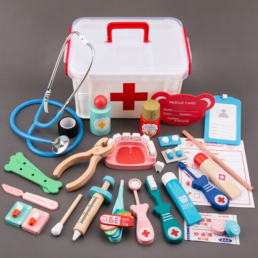 Open play school children's play house doctor toy set children's little doctor play toy set boy girl box nurse play new internship 19 pieces + doctor uniform