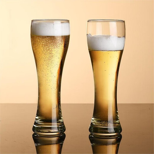 FANKAQI Beer Mug Glass Household Water Cup Large Capacity Draft Beer Cup Thickened Heat-Resistant Drinking Water Cup Thickened Wheat Field Type A Total 2 pieces 425ml