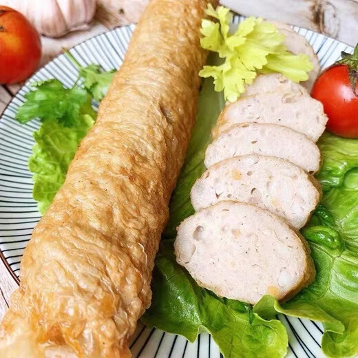Chaowanzan Handmade Chaoshan Pork Roll 500g Longjiang Specialty Chaoshan Meat Roll Meat Patty Authentic Guangzhang Meat Snacks Pork Roll 1 Jin [Jin equals 0.5 kg] (Send chili sauce + garlic)