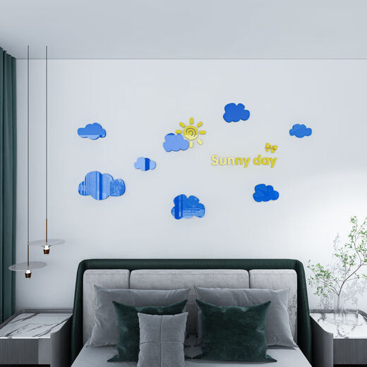 Hanchen Cloud 3D Dreidimensionales Acryl-Wandaufkleber Kinderzimmer Dekoration Girl's Heart Sticker Girl's Bettwanddekoration 795 Wolken rosa groß: 1,2 Meter lang, 59 cm hoch