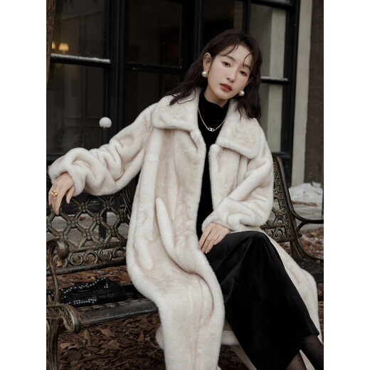 Abrigo de piel de visón para mujer de la marca Tafu invierno 2025 nuevo abrigo de visón entero de terciopelo importado delgado blanco nieve-110 longitud 160/84A(M) recomendado 44-65 kg