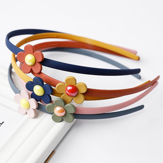 Qingxin children's flower headband girl's cute bow hairpin toothed anti-slip headband little girl student simple headband black headband