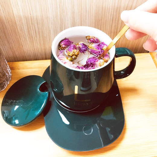 MAKE JOY 55 degree warm cup health cup thermostatic coaster self-insulating base hot milk heater household electric hot water cup health cup birthday gift green (single coaster) 0L