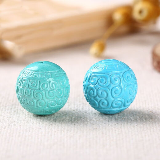 Moshe raw ore high porcelain blue turquoise pattern beads loose beads with beads single bead carved round beads diamond bracelet accessories (high porcelain) 15MM