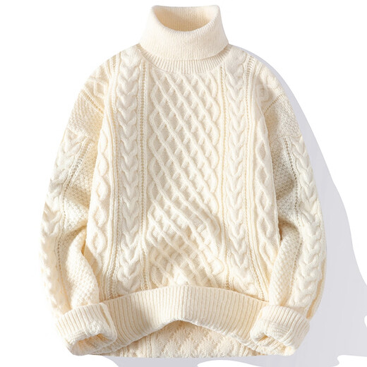 
FANQI thick thread hand knitted sweater jacket turtleneck men's winter thickened base sweater teenager 7157 khaki [regular] L [recommended 110-130 Jin [Jin equals 0.5 kg]]