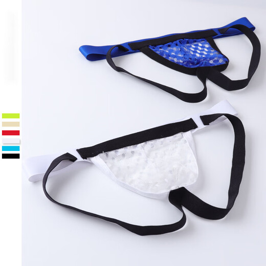 ROSELEX confidential delivery men's double-butt underwear sexy thong mesh hollow transparent gay underwear L red