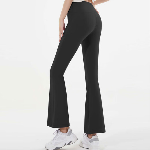 Huiang sports pants women's bell-bottom pants yoga pants yoga clothes running pants Pilates fitness pants quick-drying trousers black M