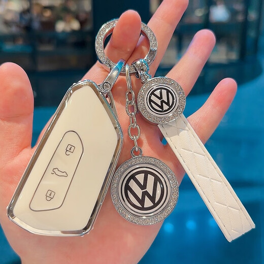 Wuji Volkswagen Golf 8 key cover Lingdu L women's id3 Touang x Lanjing id6x buckle id4x Lanzhuang eight generation pro shell I milky white + braided rope