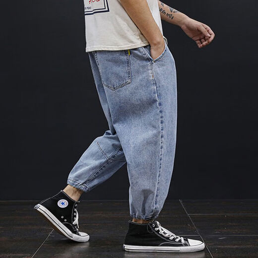 Los jeans masculinos de gran tamaño usados por el hombre gordo Ruibanglai Fatty Men's Jeans para los jeans extra grandes de otoño para hombres con corbatas grises y sueltas de 9902 corbatas 28 adecuadas para 90-100 Jin [Jin equivale a 0.5 kg]