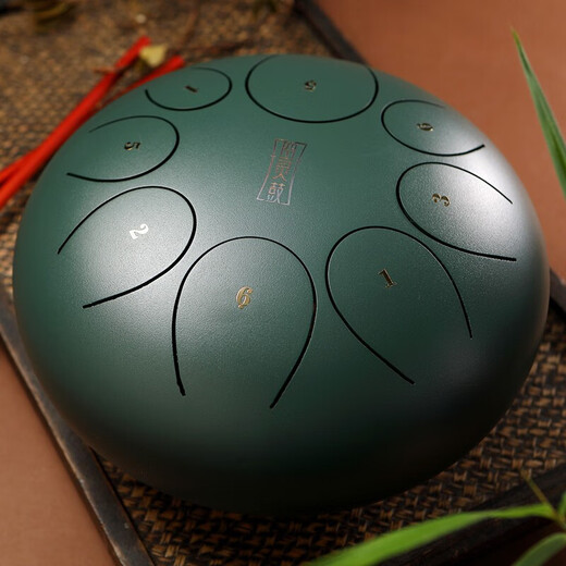华蜀空灵鼓钢舌鼓色空鼓玄空鼓忘忧鼓空铃鼓手碟初学者打击乐器 圆舌款8音墨绿10寸