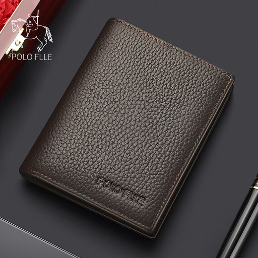 Cobia Paul Men's Wallet Genuine Leather Short Business Casual High-end Soft Leather Wallet Birthday Gift for Husband, Dad and Boyfriend Brown Boutique Gift Box