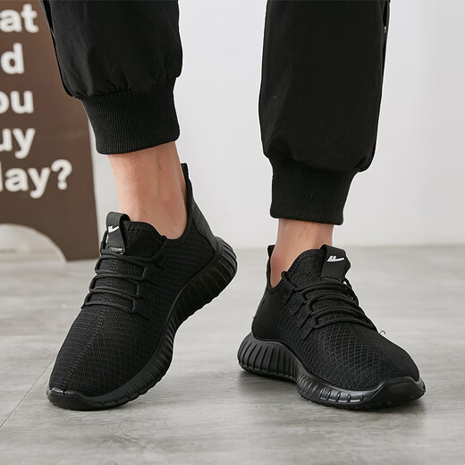 Huili men's shoes for spring and summer low-top men's mesh shoes breathable mesh running shoes travel sports casual shoes WXY-6199 all black 41