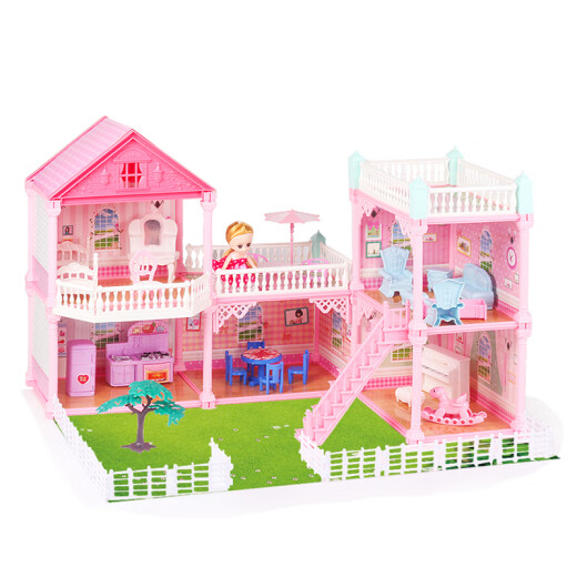 Ozhijia dress-up doll set gift box simulation villa toy house children's toys girl play house princess castle double-story villa birthday gift