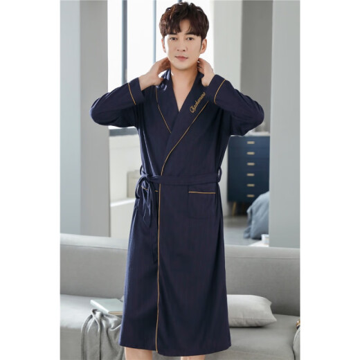 Fatty Boys tragen Frühlings- und Herbst und extra großer Nachthemd für Herren Pure Cotton Long Sleeves 240 Jin [Jin entspricht 0,5 kg] Fett Jungen Baumwollbademantel Pyjamas 16823 m Größe 80-100 Jin [Jin gleich 0,5 kg]