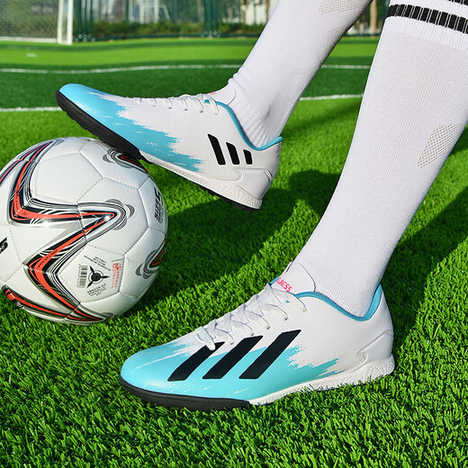 WEJIESS football shoes men's broken nails TF training shoes for adults, boys and girls, middle school and primary school students in the competition leather surface rubber sole broken X19 moon color-broken nails 40 socks + guard + shoe bag