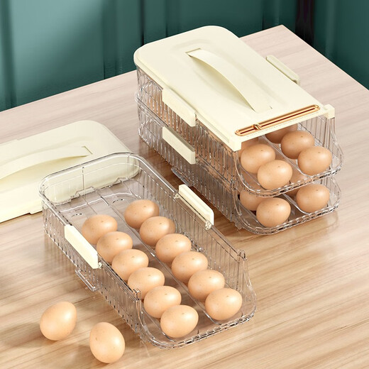 MPPMCK refrigerator egg box refrigerator side door egg storage box egg tray rolling egg sorting and storage egg 16755 double row three-layer [can be installed 48 pieces] automatic replenishment