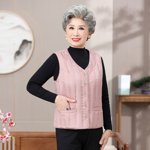 Yaya (YAYA) grandma down vest for women and the elderly, inner waistcoat, middle-aged and elderly mother's outer wear autumn and winter vest jacket K Purple XL