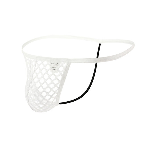 Pleasing Fashion Sexy Buttocks Revealing Men's Underwear Large Mesh Sexy Thin Strap Thong U Protruding Bag Fishing Black XL