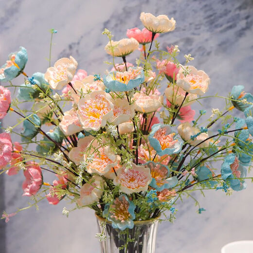 Xushansi hibiscus artificial flower azalea butterfly love flower pink butterfly dried flower guest decoration living room TV cabinet dining table flower arrangement colorful butterfly hibiscus red