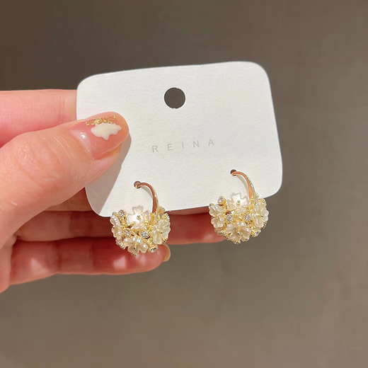 Idel's light luxury niche design high-end flower ball earrings for women 2025 new trendy flower temperament earrings high-end flower ball earrings E2047