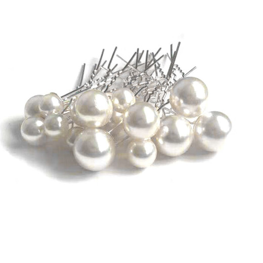 SHANGGE hairpin U-shaped hairpin with pearl headdress for girls lazy ball head gift artifact fairy hair accessories silver 16-piece set (4 sizes)