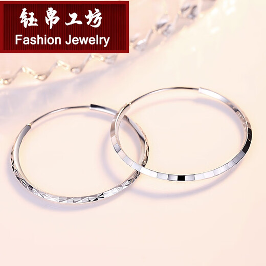Yubo Workshop pt950 platinum large earrings for women platinum large hoop earrings car flower earrings earrings exaggerated personality earrings medium size single 3.70g diameter about 5.4cm