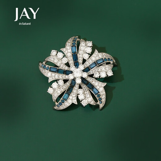 Jay's new Austrian brooch high-end female corsage birthday gift for elder mother and mother-in-law blue