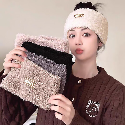 Hongyun Warmth Artifact Headband Women's Widened Forehead Protection Windproof Headband Sports Knitted Hairband Face Washing Bandana Beige Plush Headband F169