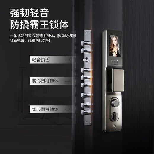 顾好甲级防盗门入户门＋单门子母门安全门+防撬暗铰链＋防火岩棉填充＋人脸识别智能锁 星空灰 2050*1050-2150*960 镶嵌式远程可视智能锁