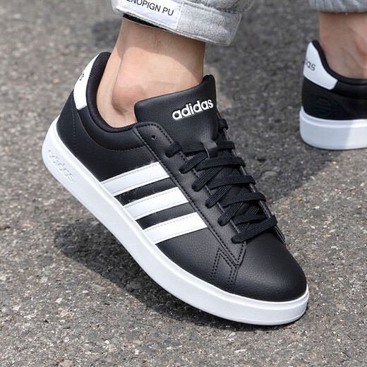 阿迪达斯（adidas）NEO男鞋秋冬季新款三条纹小白鞋轻便休闲鞋低帮运动鞋学生板鞋 GW9196黑色/白 44 (270mm)