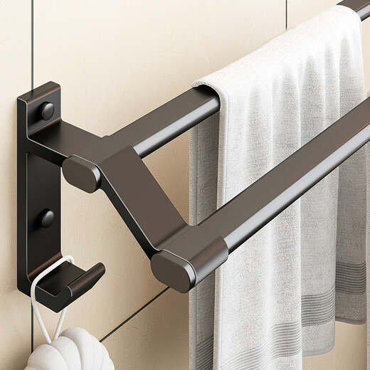 No punch-out towel rack bathroom towel rack hook bathroom hanger single and double towel rod Yahei 3 sets 13590
