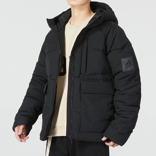 Adidas Herrenkleidung, neue winddichte und warme Sportbekleidung, modische Kapuze -Down -Jacke, Jacke, HN9930 L