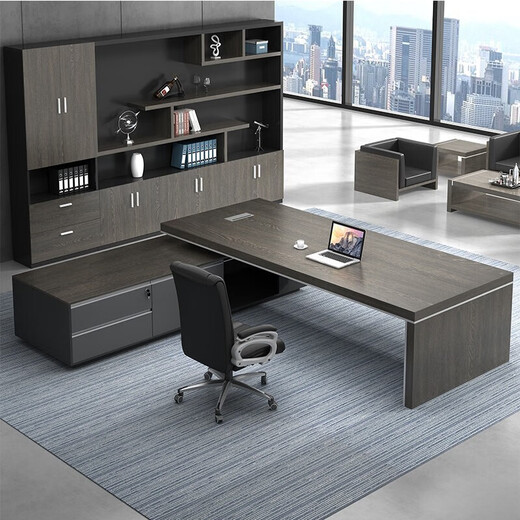 XiaoLi boss desk office desk simple modern manager desk supervisor desk and chair combination office furniture president desk executive desk style A (left side cabinet) 1.8 meters boss table + boss chair